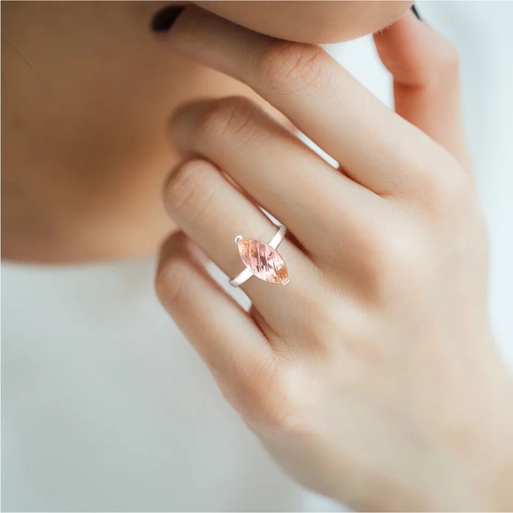 Gorgeous peach Morganite Silver rings 7, 8.5 - Picture 10 of 12